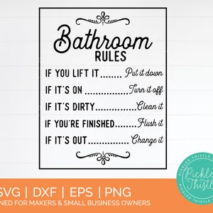 Farmhouse Bathroom Rules Sign SVG: Funny Bathroom Decor (Digital Download)