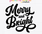 Merry and Bright Retro SVG - Christmas SVG - Merry and Bright svg, christmas svg, retro christmas svg, vintage Christmas PNG