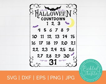 Halloween Countdown SVG: Decor Sign, October Calendar (Digital Download)