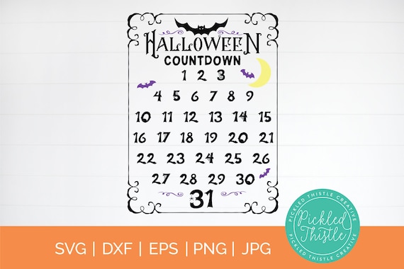 Halloween Countdown SVG: Decor Sign, October Calendar (Digital Download)