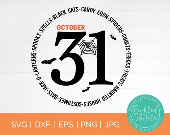 SVG de Halloween del 31 de octubre: Archivos de corte de decoración espeluznante (descarga digital)
