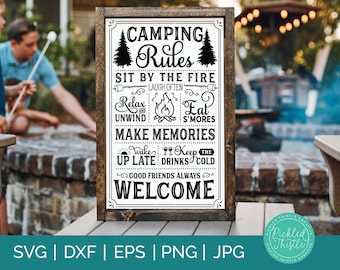 Camping Rules Rustic Sign svg dxf png ei jpg -  camping svg, rustic camping rules svg, camping rule sign