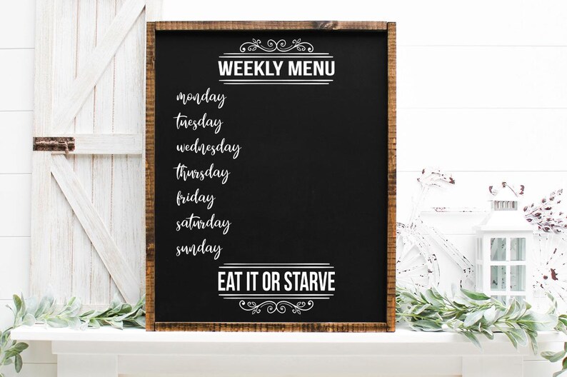 Week Menu Craft Modern Farmhouse Kitchen Decor SVG - Weekly Menu Cutting File - Etsy