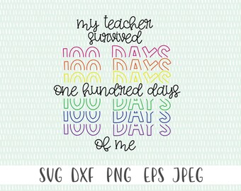 100 Days of School SVG: Teacher Survived Design (Digital Download)