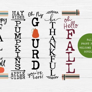 Fall Porch Sign SVG Bundle: Autumn Vertical Sign (Digital Download)