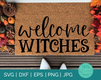 Halloween Fußmatte SVG: Willkommen Hexen Zeichen (Digitaler Download)