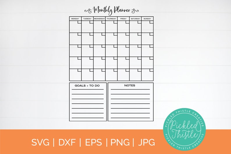 Monthly Planner SVG Calendar Svg Dry Erase Board Svg Etsy Canada
