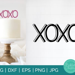 XOXO Valentinstag Cake Topper SVG, png, ei, jpg & dxg - Cupcake Topper Plotterdatei Valentinstag Deko, Valentinstag Cupcake Topper SVG