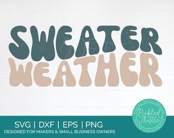 セーター天気SVG：秋のトレンドシャツデザイン（デジタルダウンロード）