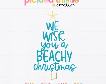 We Wish You a Beaching Christmas SVG | Coastal Christmas Sign | Beach House Holiday Decor | Funny Coastal SVG Cut File