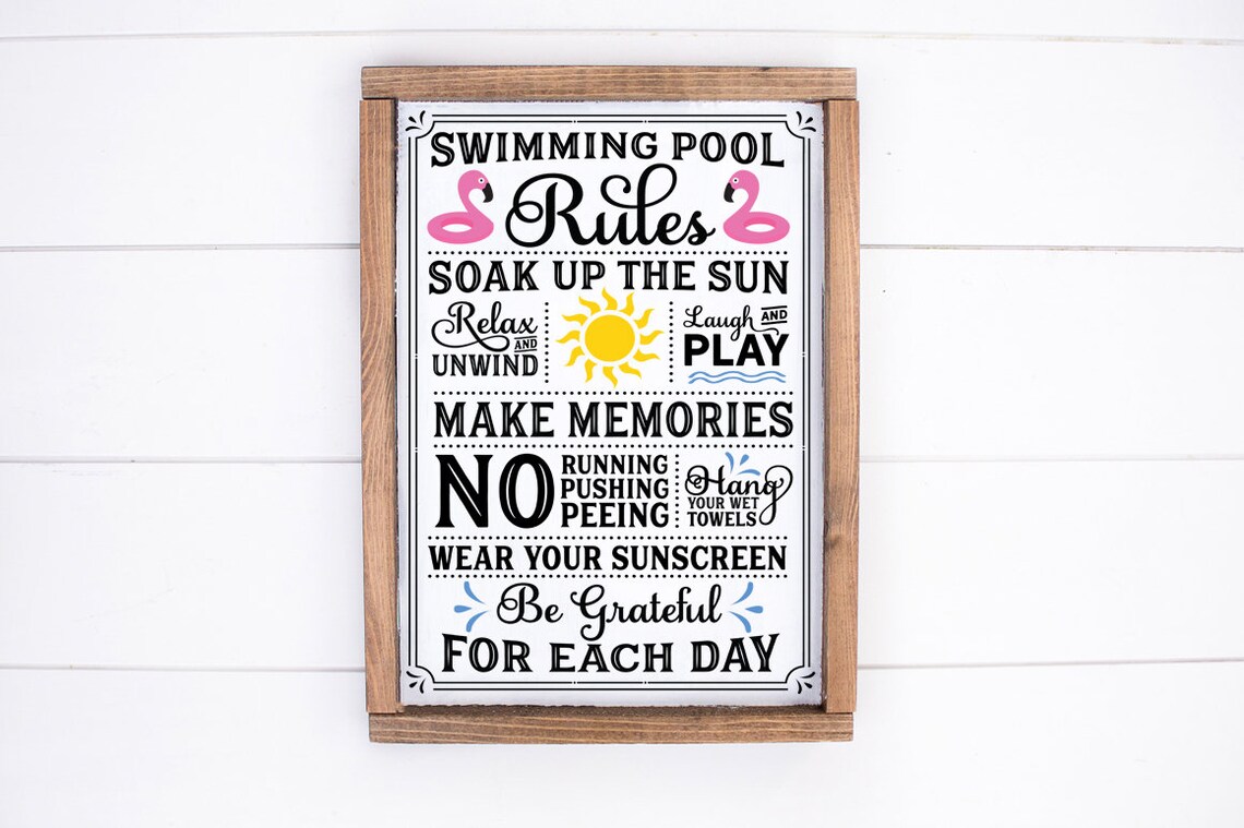 Swimming Pool Rules Sign SVG, Png, Eps, Dxf - DIY Summer Home Decor Cut ...