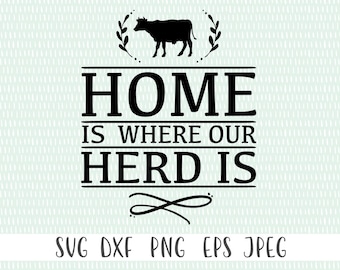 Home Is Where Our Herd Is  - farmhouse decor svg, farm svg, cow svg, Our home svg, rustic svg