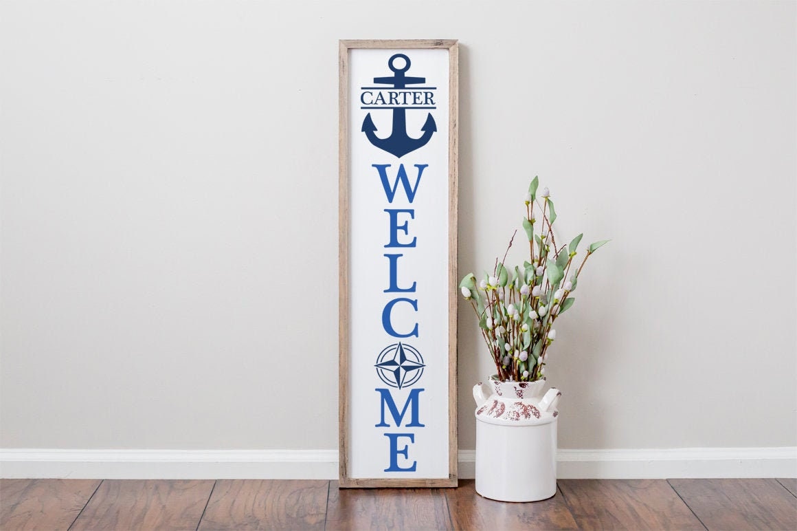Nautical Family Name Welcome Sign SVG, Beach House Decor (Digital Download)