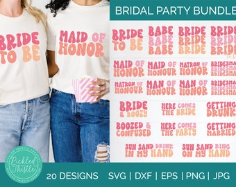 Retro Bridal Party SVG Bundle: Bride & Team Designs (Digital Download)
