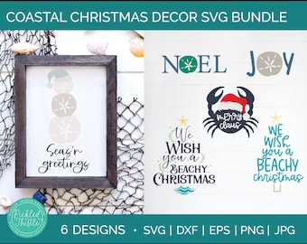 Coastal Christmas SVG Bundle - Beach Christmas Decor Cut files
