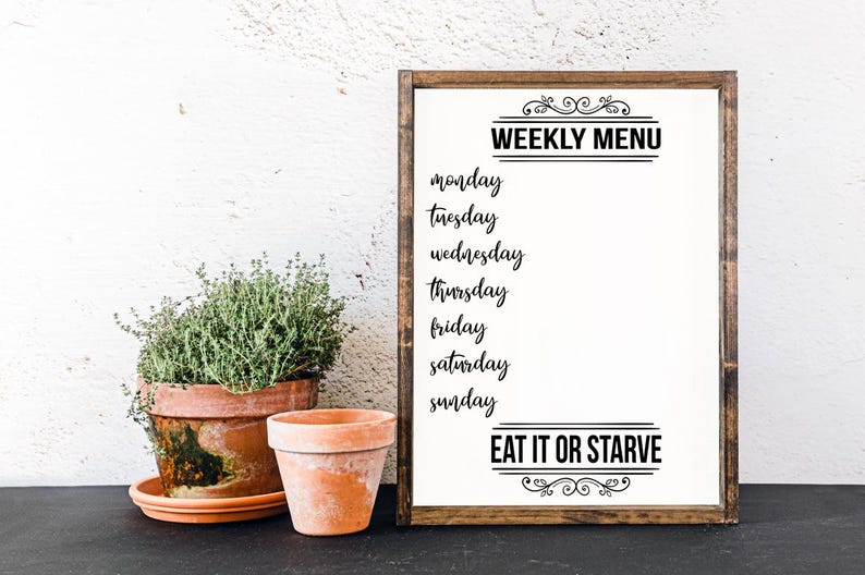 Modern Farmhouse Kitchen Decor SVG - Weekly Menu Cutting File - Etsy