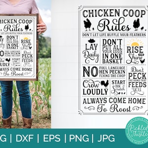 Poulet Coop Decor svg dxf png - Règles de poulailler SVG, signe de règles de poulailler, décor de poulailler, poulet SVG, Don't Fly The Coop DXF