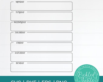 Bleib organisiert mit unserem Weekly Menu Planner SVG | Essensplanung leicht gemacht