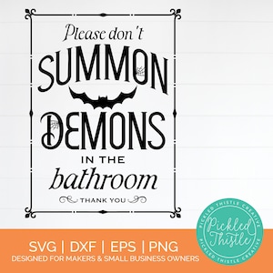 Funny Halloween Sign SVG - Keep the Bathroom Devil-Free with This Playful, Funny Design