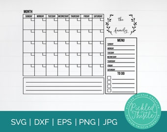 Customizable Family Calendar SVG: Monthly Planner (Digital Download)