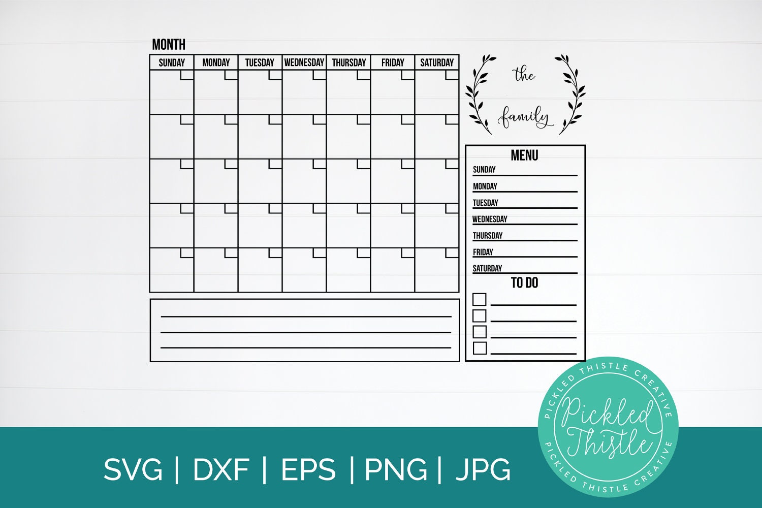 Customizable Family Calendar SVG Monthly Calendar SVG - Etsy
