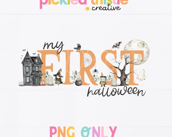 My First Halloween PNG Clipart: Baby Octopus Design (Digital Download, 4000x4000px)