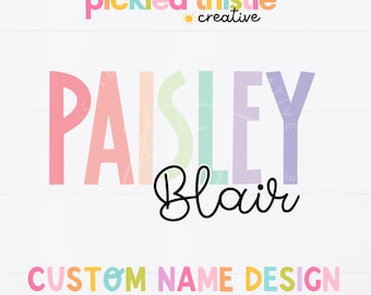 Custom Girl Name SVG PNG | Personalized Pastel Name Design | Trendy Kids Name Cut File
