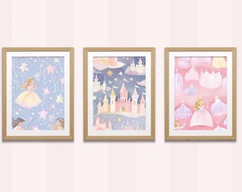 Láminas de princesas para guardería: Decoración de cuentos de hadas para habitaciones infantiles (Descarga digital)