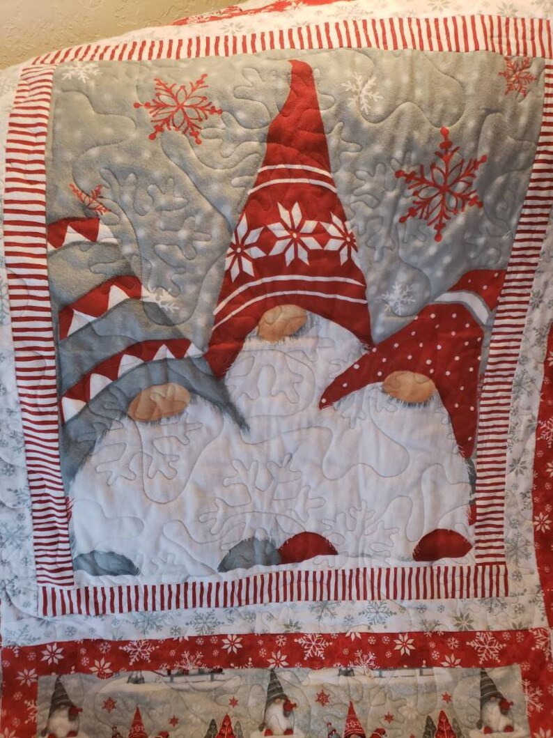 Gnome Flannel Lap Quilt 63x68 Etsy