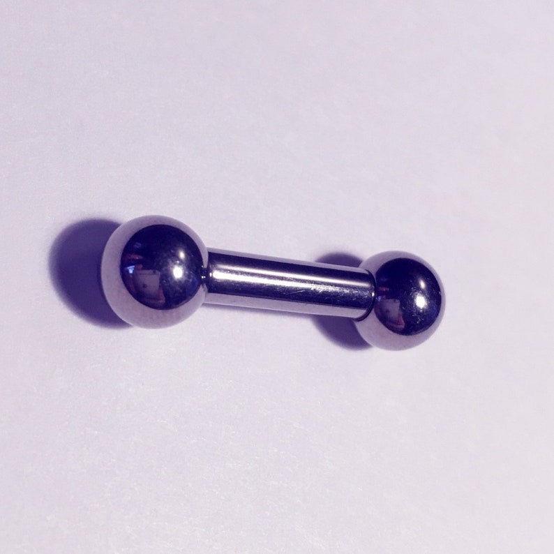 4mm x 14mm Internally threaded titanium barbell.