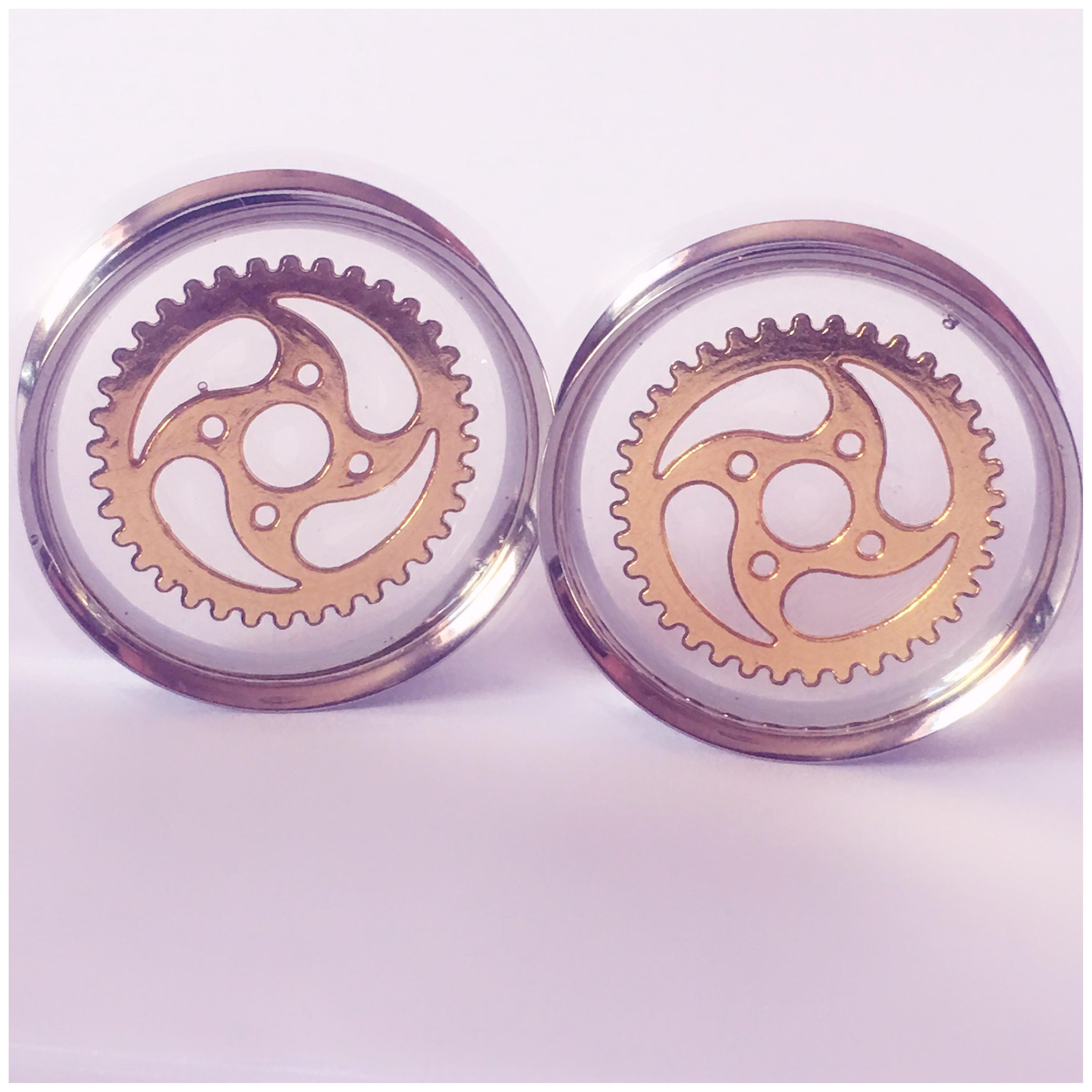 38MM GOLD COG PLUGS ear plugs ear stretchers ear guages. Etsy