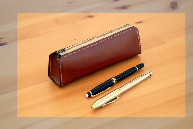 Luxury pencil case Fullgrain leather YKK zipper. 18 x 55 x Etsy