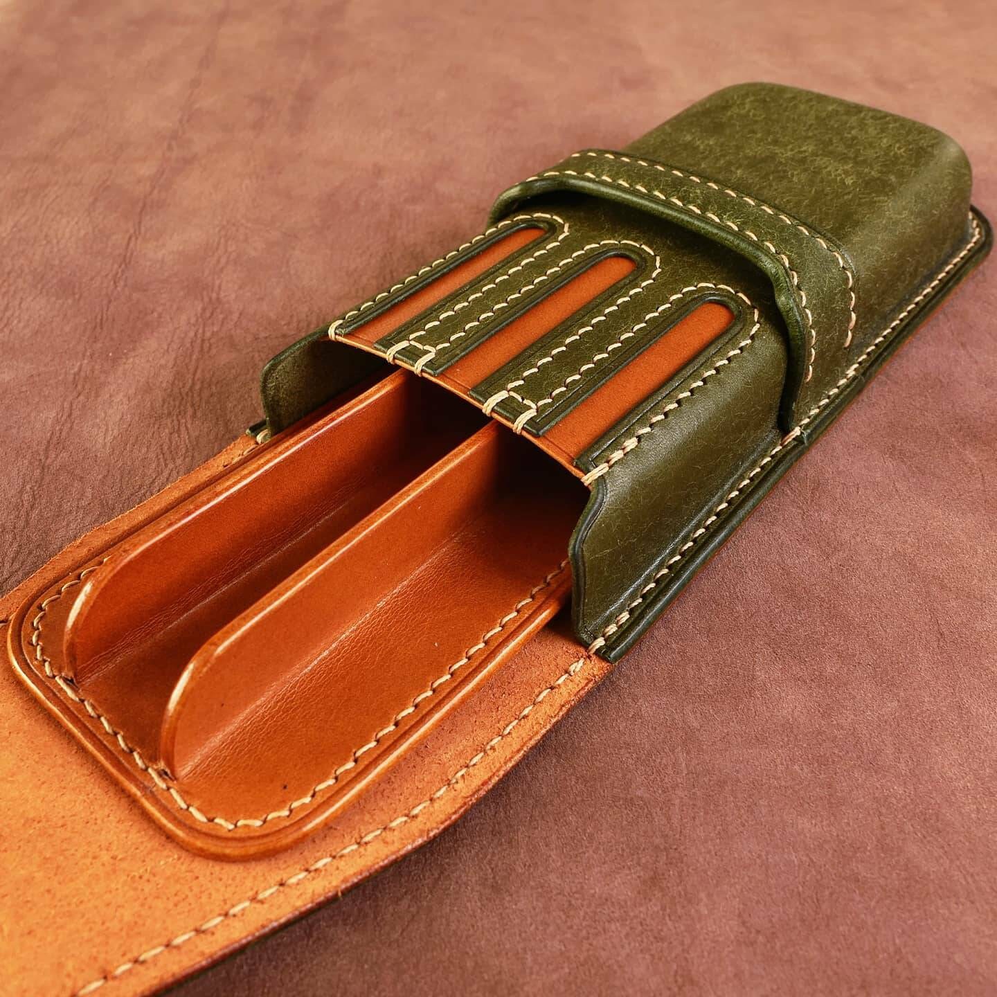 Fountain Pen Case Luxury Pen Case Italian Leather 3 Pens Etsy