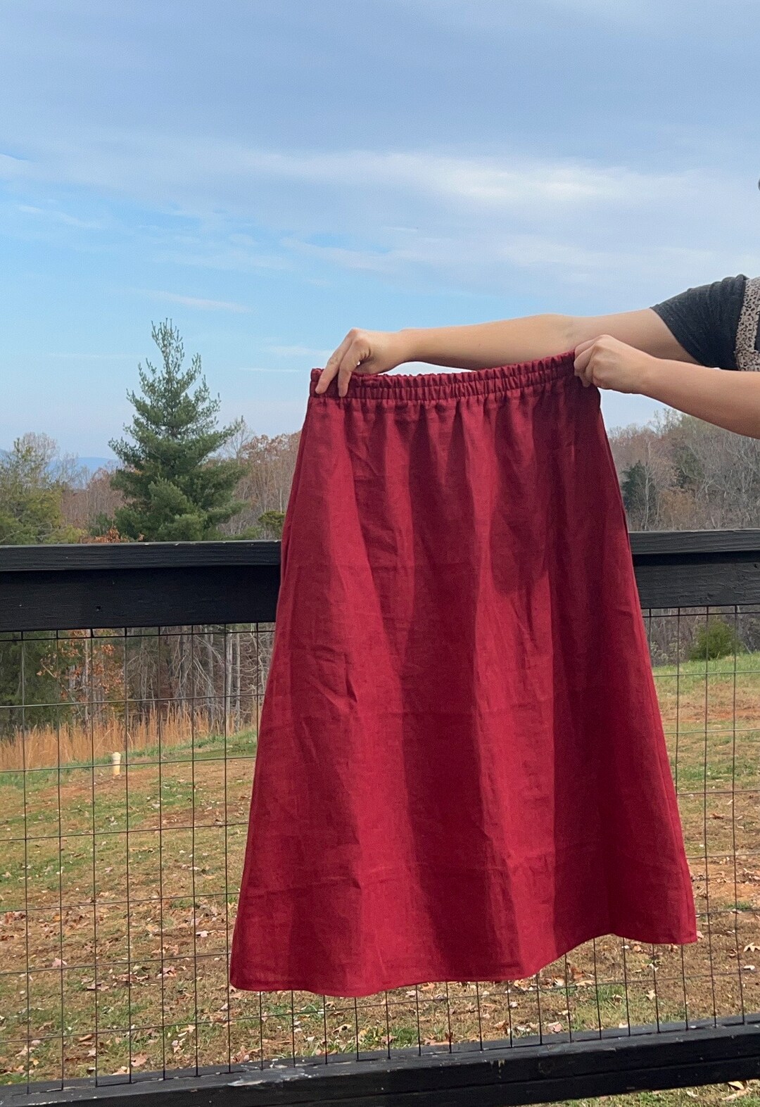 Linen Maxi Skirt Linen Elastic Waist Skirt Long Linen Skirt Etsy