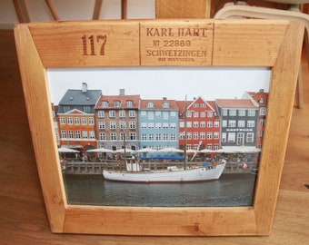 Vintage Bilderrahmen Kopenhagen 40x30 DIN A3 Querformat Holz Zigarrenformen Dänemark