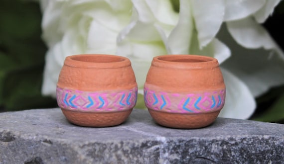 Miniature Dollhouse FAIRY GARDEN Accessories ~ Set of 3 Rustic Clay Pots ~ NEW