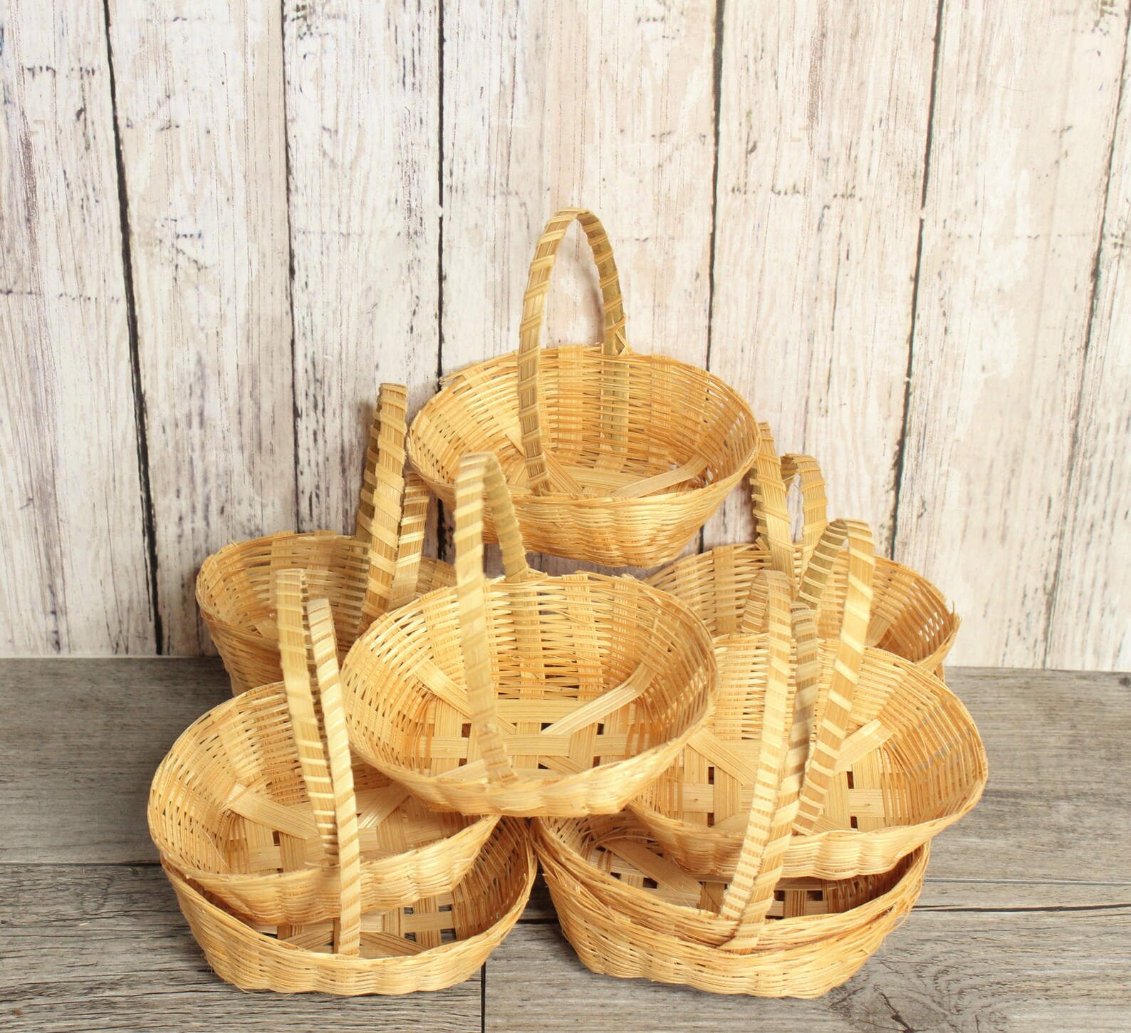 Set of 12 Mini Hand Woven Bamboo Baskets Great for Party Etsy