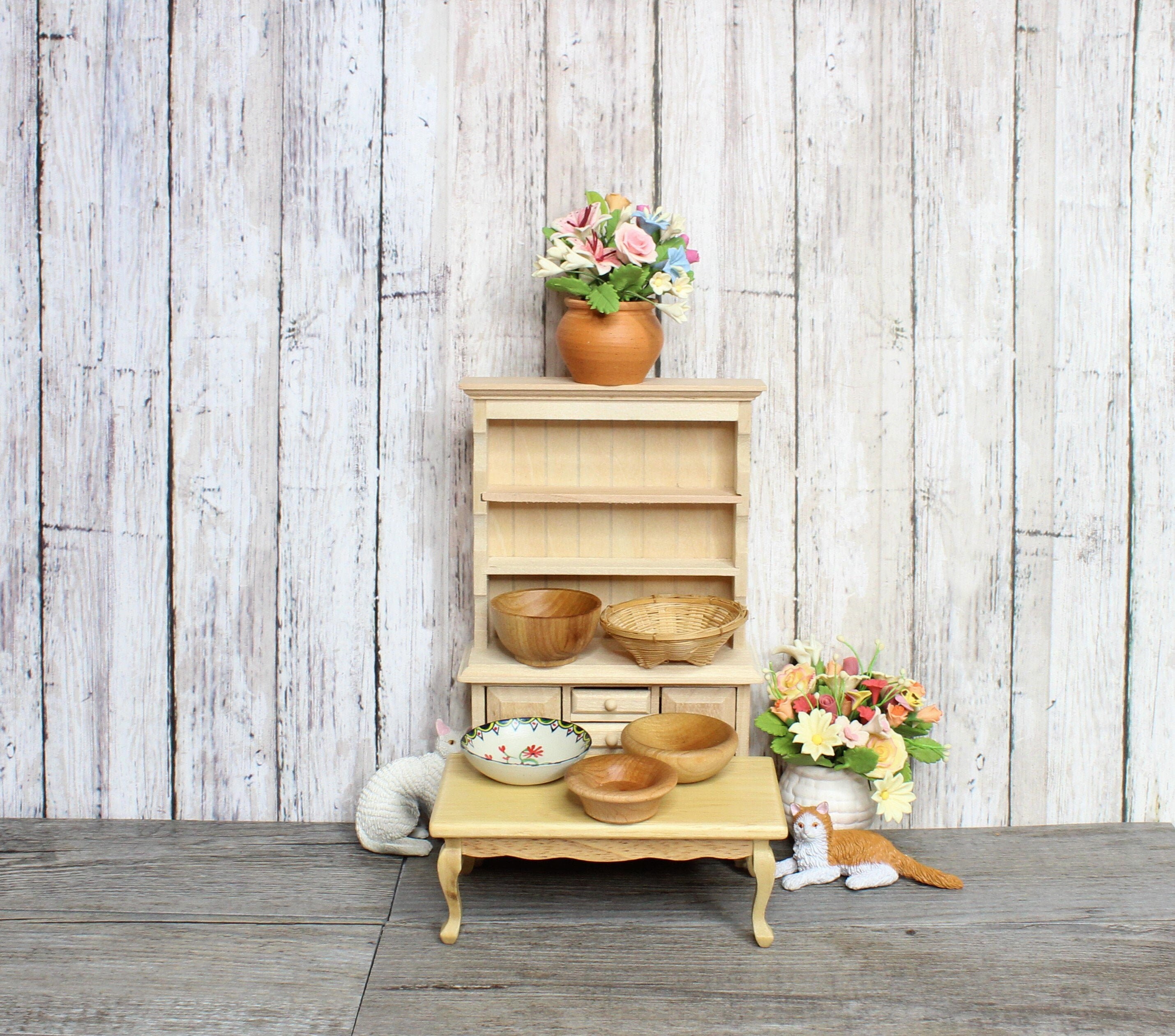Set of 5 Dollhouse Wooden Bowl Miniature Hand Painted Ceramic Etsy