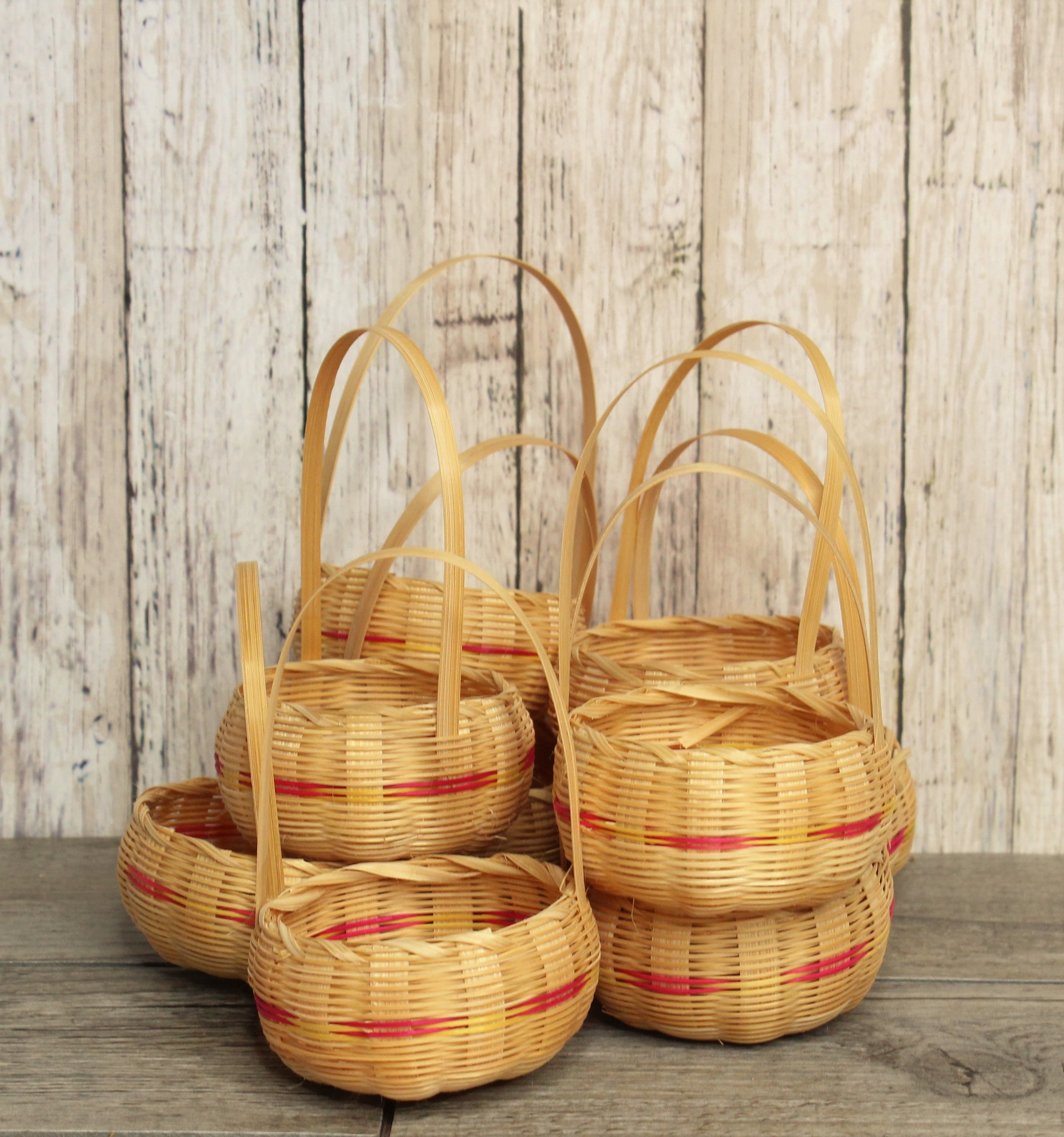 Set of 12 Mini Hand Woven Bamboo Baskets Great for Party Etsy