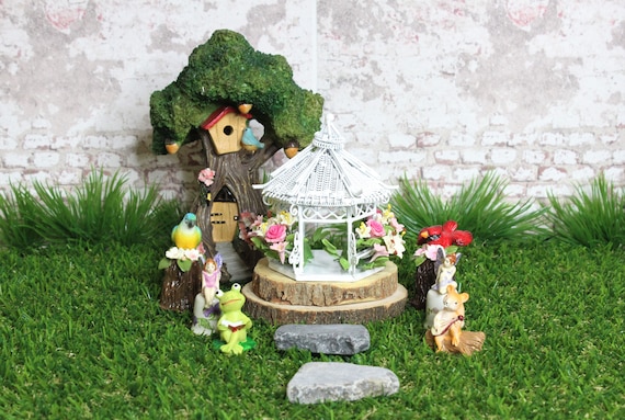 Miniature Dollhouse FAIRY GARDEN Accessories Flower Gazebo