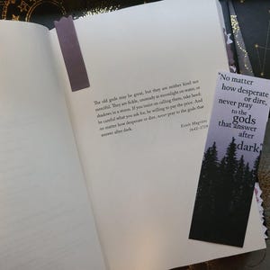 Invisible Life of Addie LaRue Quote Bookmark  -  "Never pray to the gods that answer after dark.”