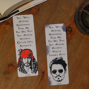 Johnny Depp inspiriert Lesezeichen - Gerechtigkeit für Johnny Einseitige Lesezeichen