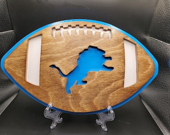 Targa in legno della squadra di football dei Detroit Lions