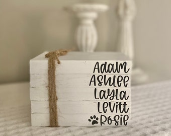 Personalized Name Books / Vintage Book Decor / Personalized Books / Custom Book Stack / Farmhouse Decor / Faux Wood Books / Mini Book Stack