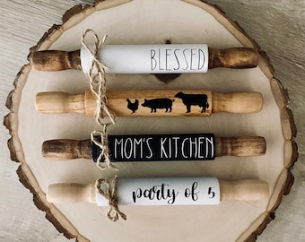 Mini Rolling Pin | Tiered Tray Decor | Rolling Pin | Farmhouse Decor | Personalized | Mini Christmas Rolling pins | Spring Tier Tray