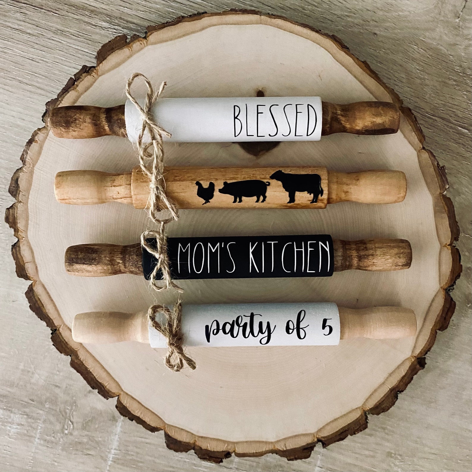 Mini Rolling Pin Tiered Tray Decor Farmhouse Tiered Tray Etsy