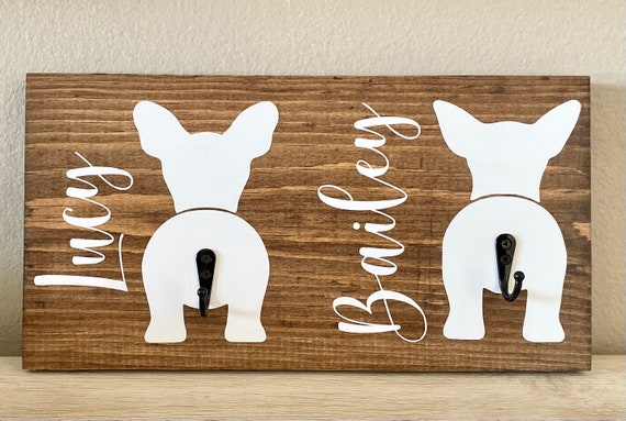 Dog Leash Holder / Dog Butt / Puppy Leash Holder / Dog Lover / Dog Paw Sign / Custom Dog Gift / Entryway Organizer / Dog Mom / Wood Sign