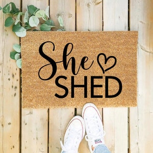 She Shed Doormat / Custom Doormat / Welcome Mat / Personalized Gift / Housewarming Gift / Home Decor / Front Porch / Gifts For Her