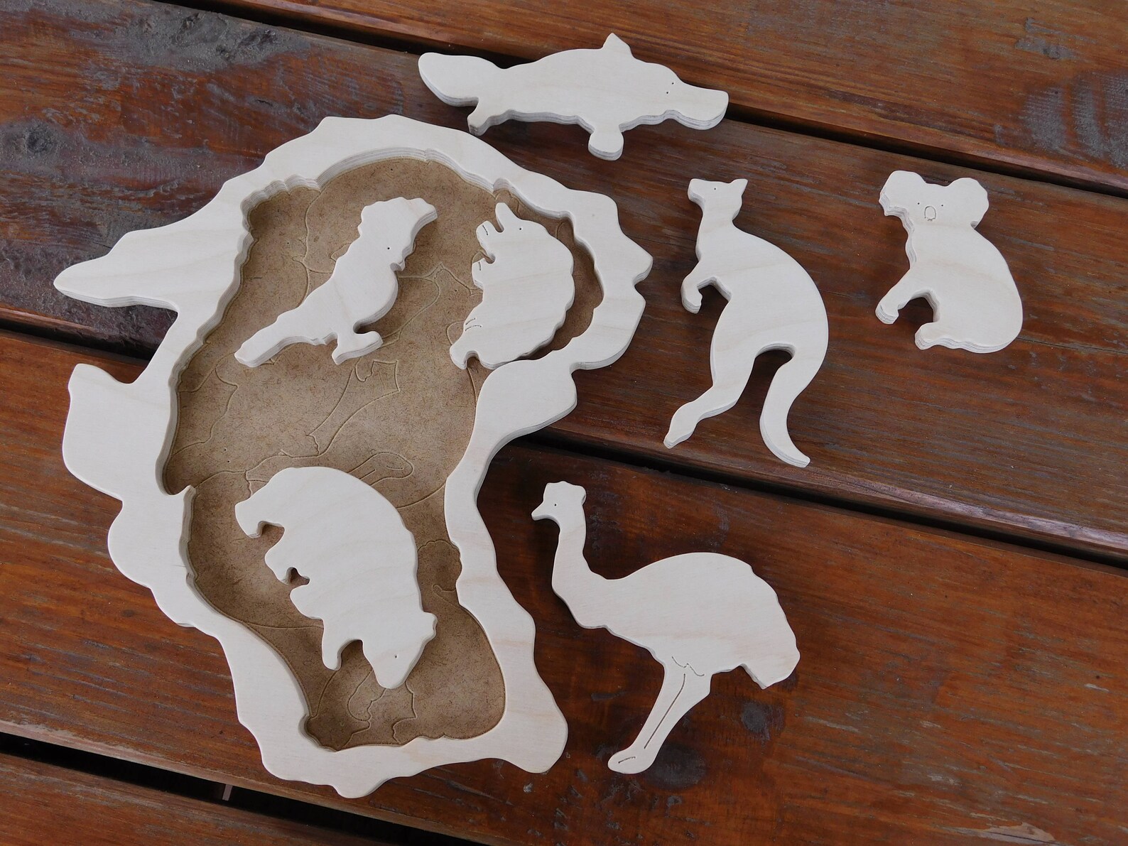 Wooden Puzzle Australian Animals Plywood Puzzle Intellectual Etsy