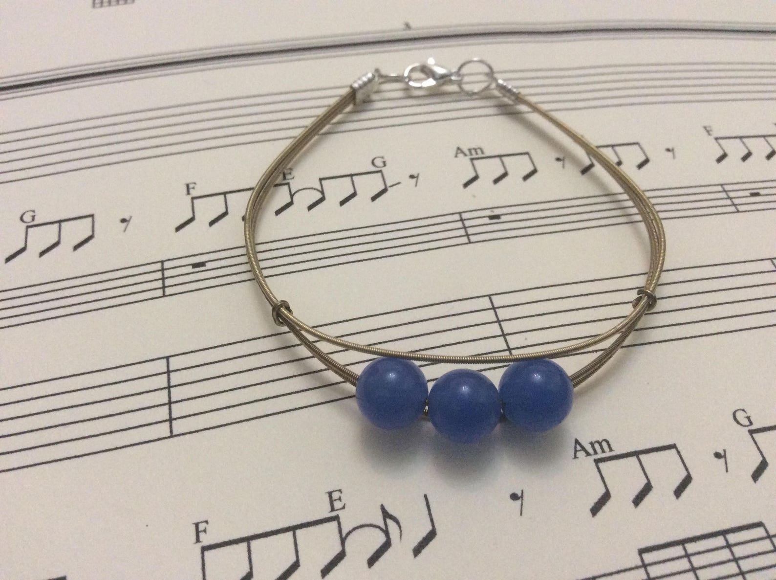 Recycled Guitar string and bead bracelet Etsy